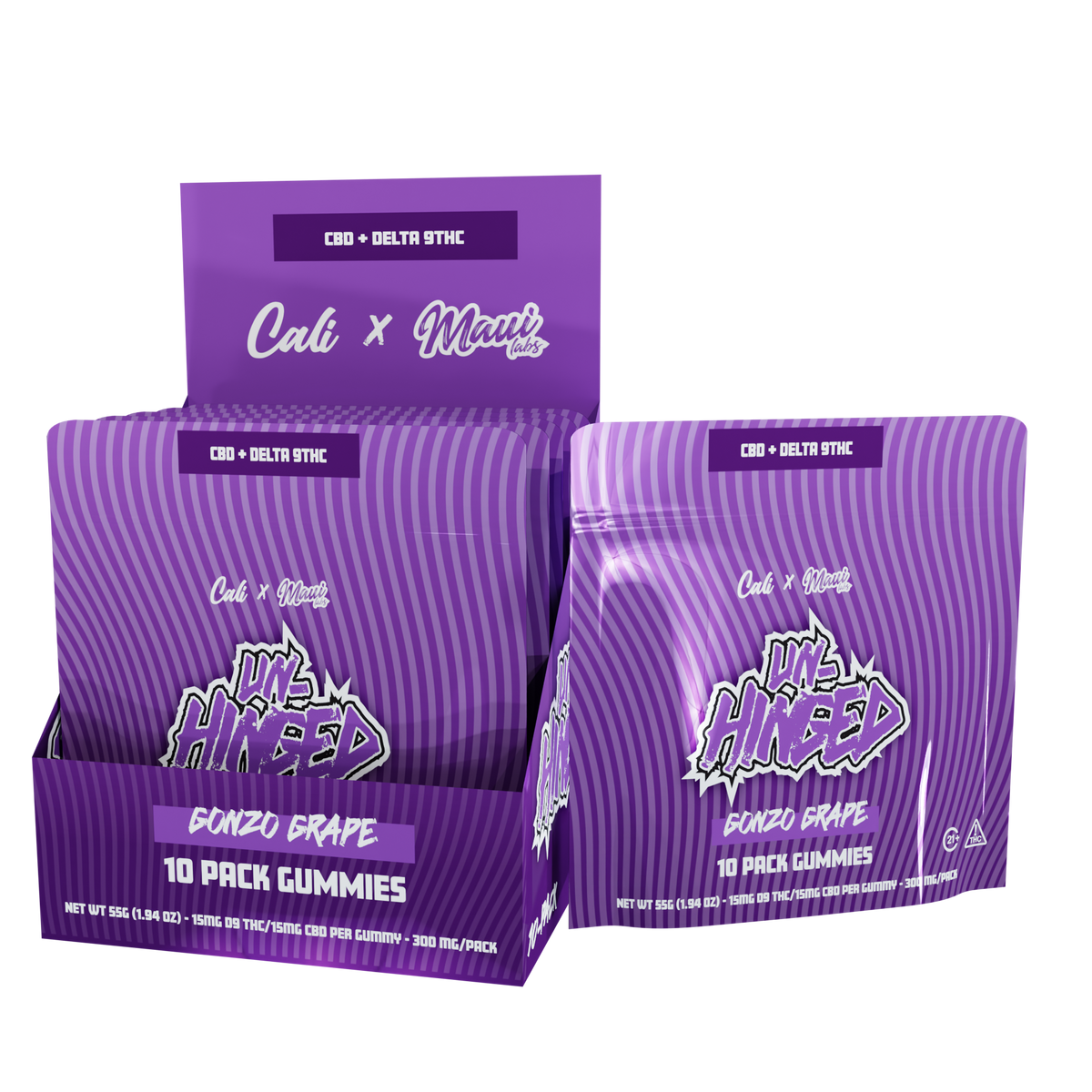Unhinged 15mg D9/ 15mg CBD Gummies - Gonzo Grape