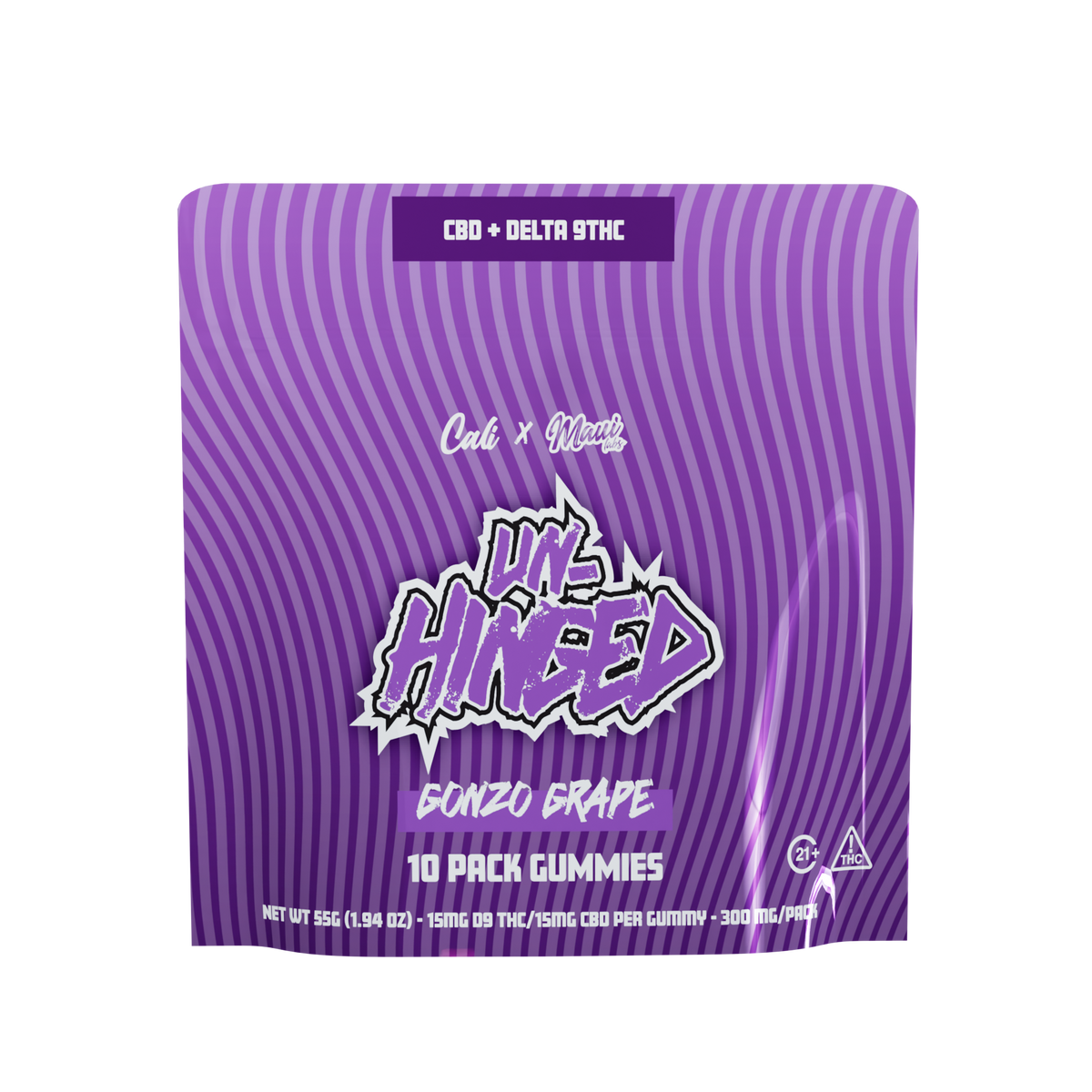 Unhinged 15mg D9/ 15mg CBD Gummies - Gonzo Grape