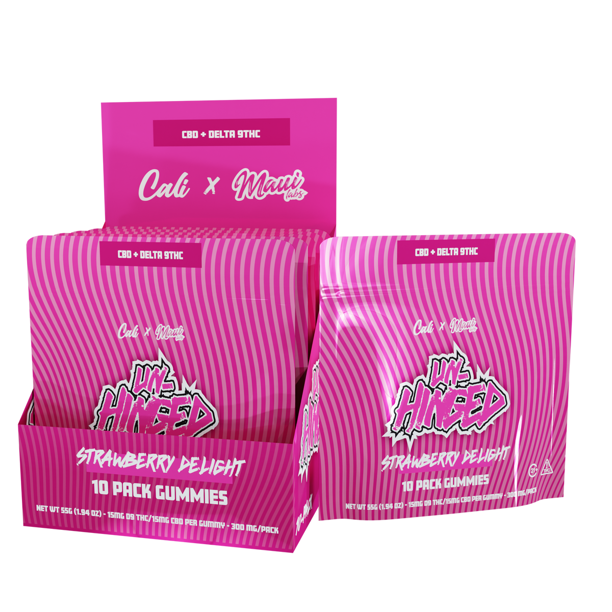 Unhinged 15mg D9/ 15mg CBD Gummies - Strawberry Delight