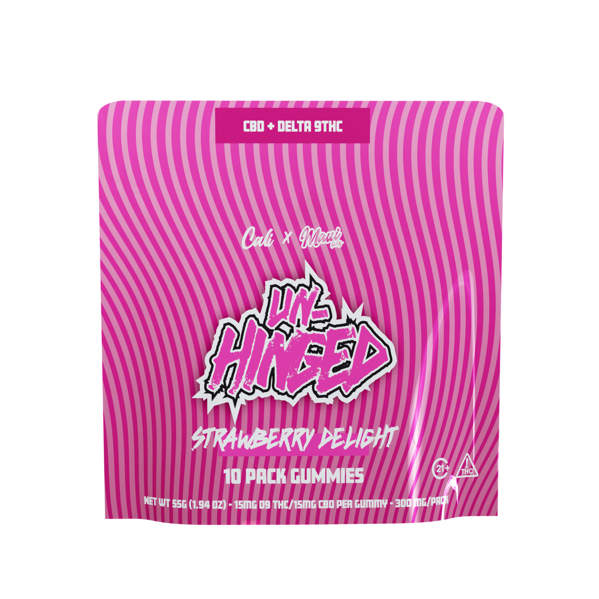 Unhinged 15mg D9/ 15mg CBD Gummies - Strawberry Delight