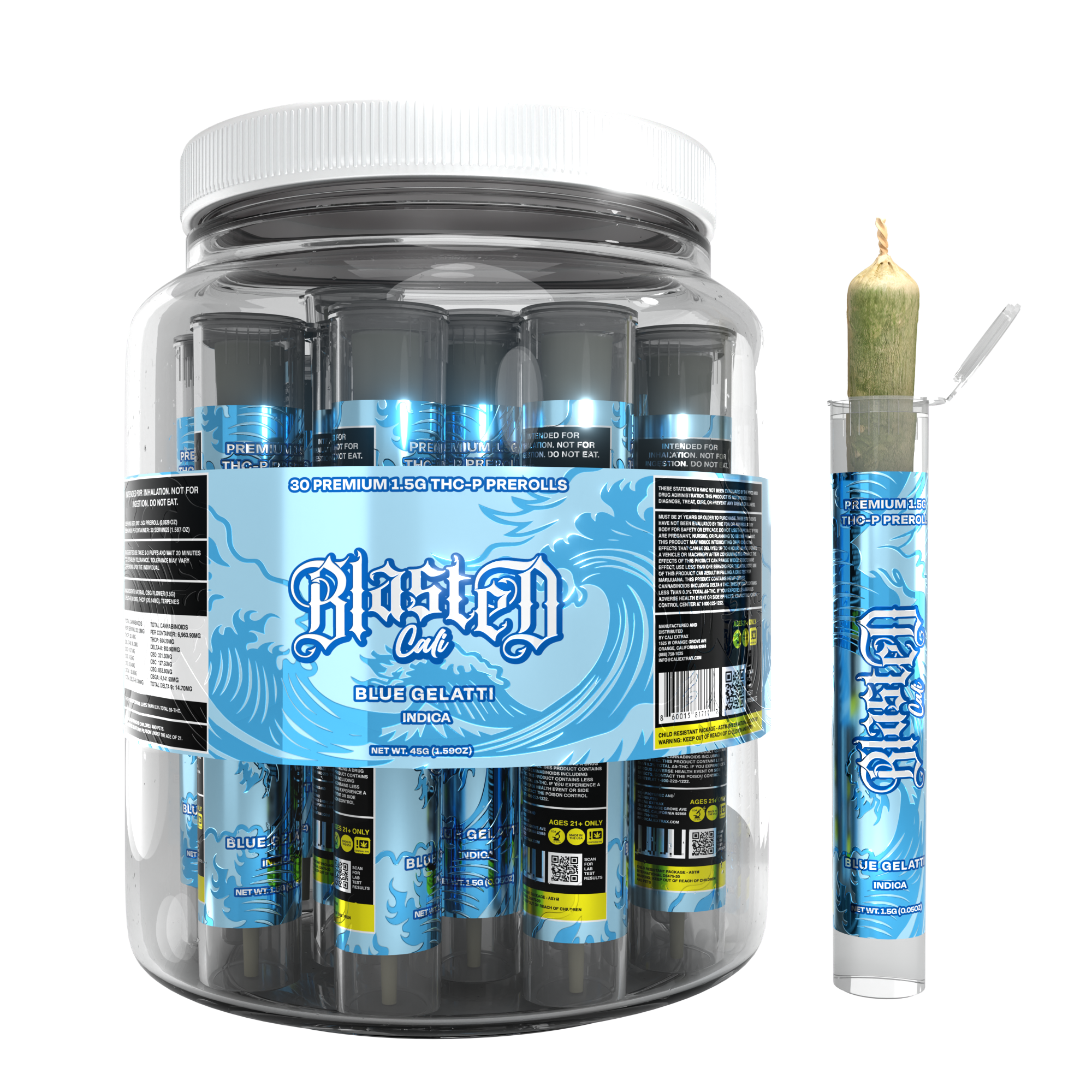 Blue Gelatti THCP Flower Pre Rolls - Blasted (Indica)