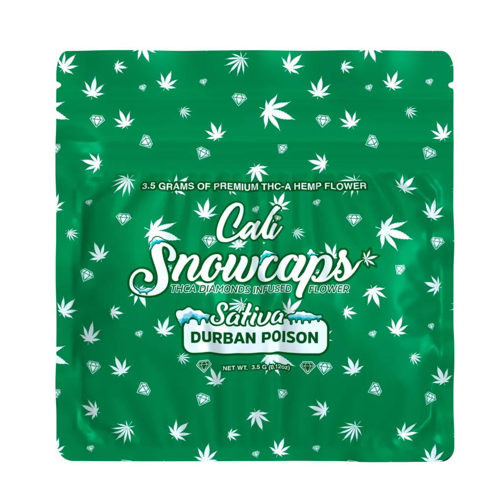 CALI SNOWCAPS 3.5G MYLAR DURBAN POISON SINGLE 1 - Delta 8 | Cali Extrax